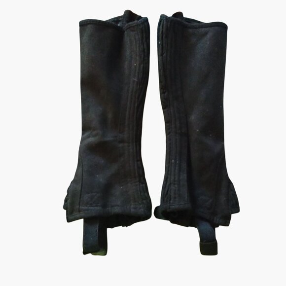 Shires Black Suede Child Large Riding Half Chaps Equestrian Gear Zipper Closure - Picture 1 of 7